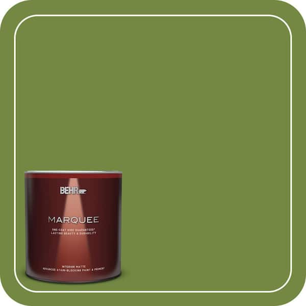 BEHR MARQUEE 1 Qt. #MQ4-44 Green Dynasty One-Coat Hide Matte Interior Paint & Primer
