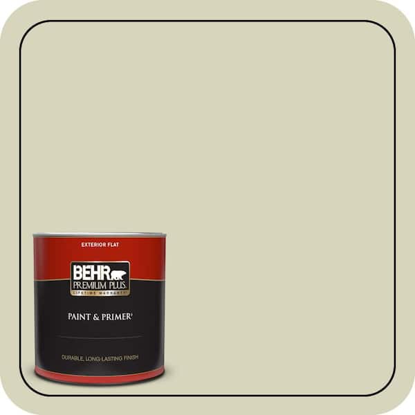BEHR PREMIUM PLUS 1 qt. #PPU9-17 Pale Cucumber Flat Exterior Paint & Primer