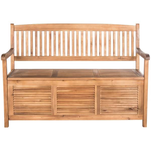 SAFAVIEH Brisbane 50 in. 2-Person Natural Brown Acacia Wood Outdoor Bench
