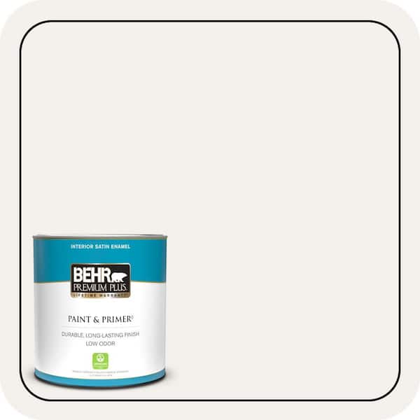 BEHR PREMIUM PLUS 1 qt. Home Decorators Collection #HDC-MD-06 Nano White Satin Enamel Low Odor Interior Paint & Primer