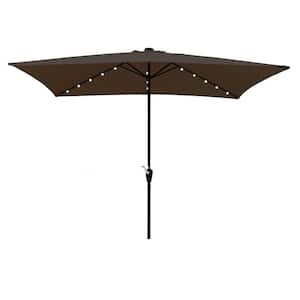 10 ft. x 6.5 ft. Powder Coated Steel Market Solar LED Lighted Patio Umbrella in Chocolate
