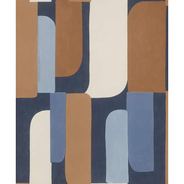 Derain Blue Geometric Wallpaper Sample
