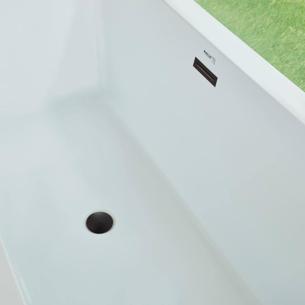 Elena 59" White Freestanding Acrylic Soaking Bathtub