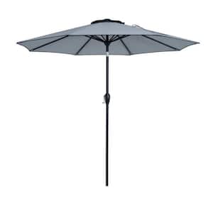 9 ft. Market Push Button Patio Umbrella in Gray