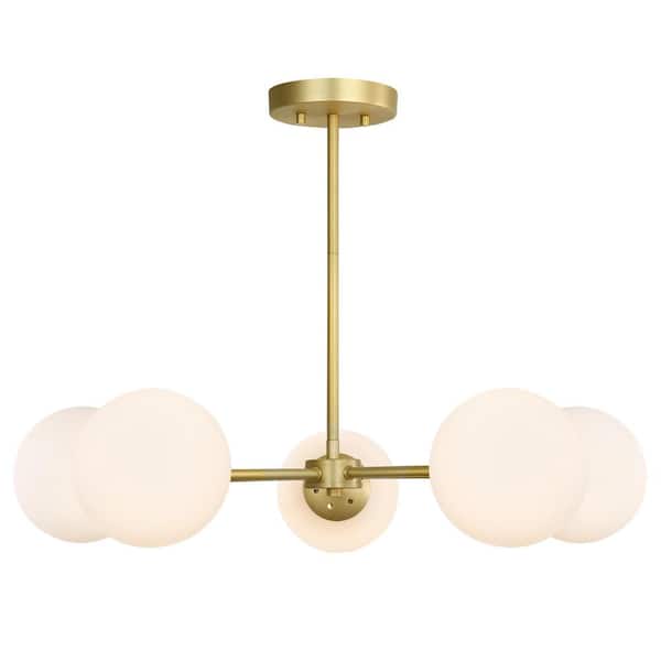 Light Society Grammercy 5-Light Brass/White in Chandelier