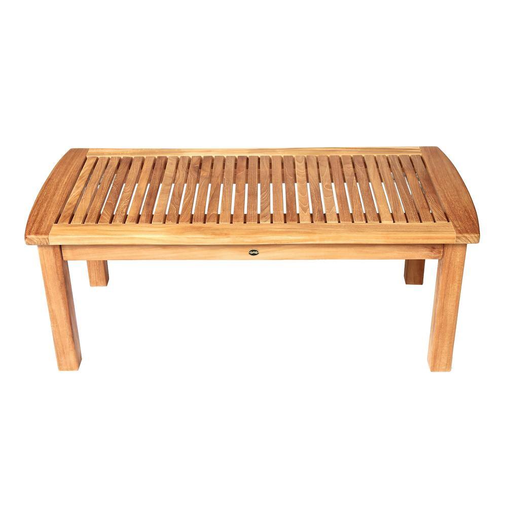 Rectangular Honey Brown Teak Wood Coffee Table, 50 x 24"