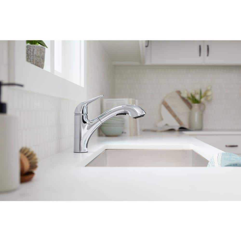 Polished Chrome Single-Handle Pull-Out Kitchen Faucet