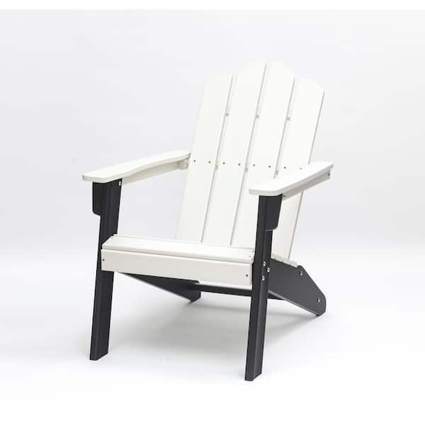Unbranded Classic White and Black Outdoor Adirondack Chair for Lawn