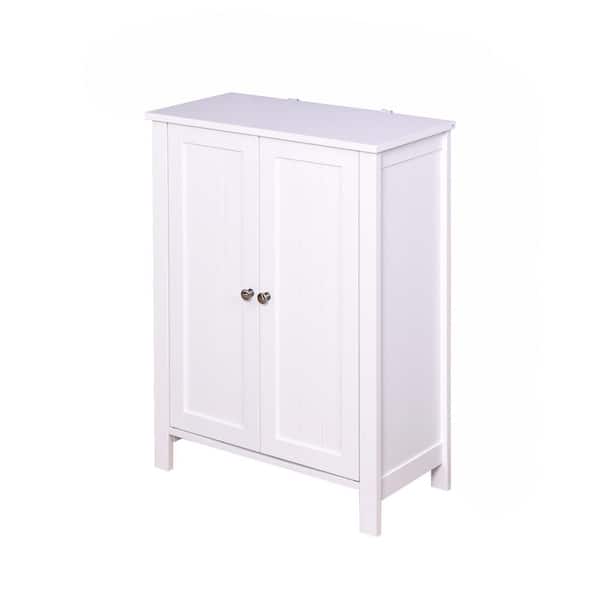 FORCLOVER 23.6 in. W x 11.8 in. D x 31.50 in. H White Bathroom Freestanding Storage Linen Cabinet with Adjustable Shelf in White