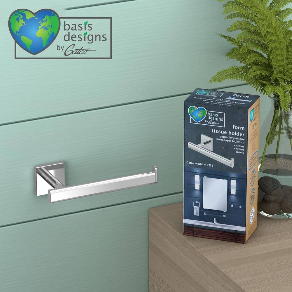 Chrome Finish Square Wall Mounted Toilet Paper Holder
