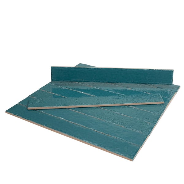 Apollo Tile Valenza 2 in. x 16 in. Glossy Tropical Teal Ceramic
