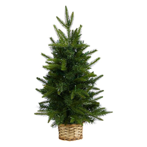 Nearly Natural 2 ft. Artificial Christmas Tree with 35 Clear LED