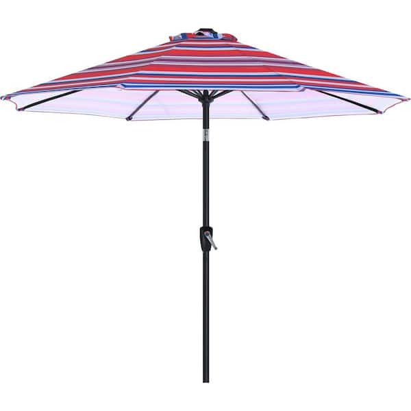 9 ft. Flap Market Outdoor Patio Umbrella in Blue and White