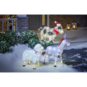 30 in. 60-Light LED Tinsel Donkey Outdoor Christmas Decor