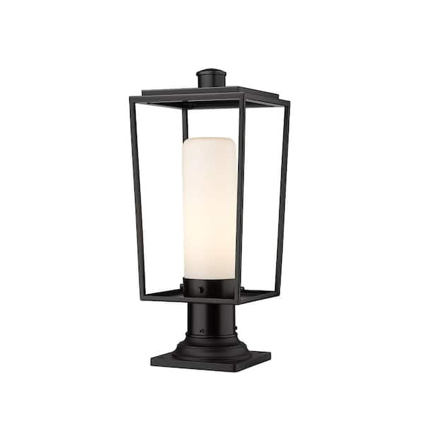Unbranded Sheridan 19 .5 in 1 Light Black Aluminum Hardwired Outdoor Weather Resistant Pier Mount Light with No Bulb Included