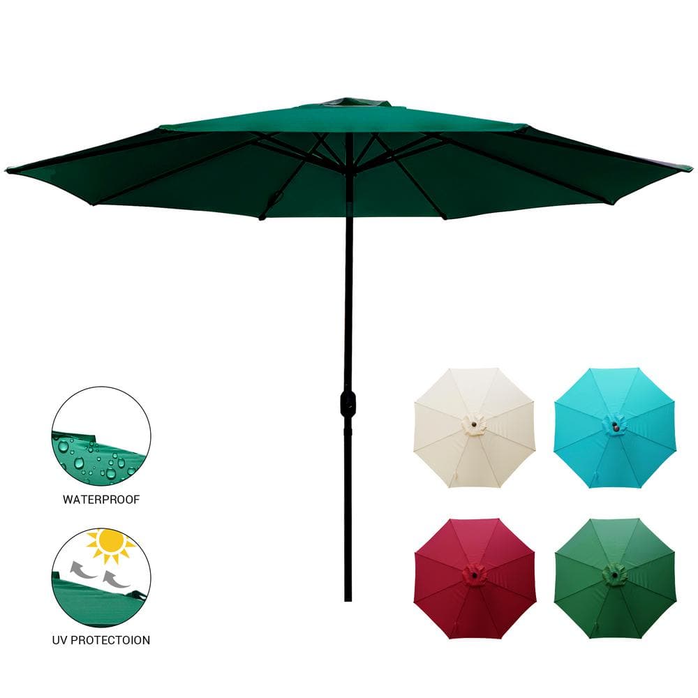 LAUREL CANYON 11 ft. Market Patio Umbrella Table with Push Button Tilt and Crank in Dark Green HD118DG Sansujyuku sansujyuku.com