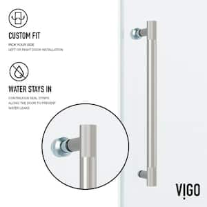 Hamilton 56 in. to 60 in. W x 78 in. H Aerodynamic Frameless Sliding Shower Door in Stainless Steel with Clear Glass