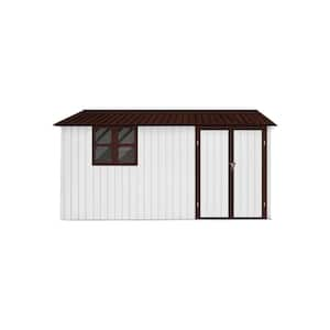 12 ft. W x 10 ft. D White Coffee Metal Shed with Window (120 sq. ft.)