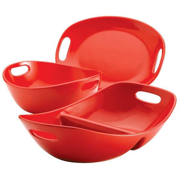 Rachael Ray Stoneware 3-Piece Serveware Set in Red