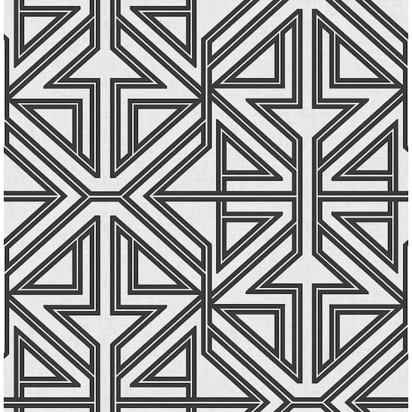 SCOTT LIVING Kachel Black Geometric Strippable Non Woven Wallpaper