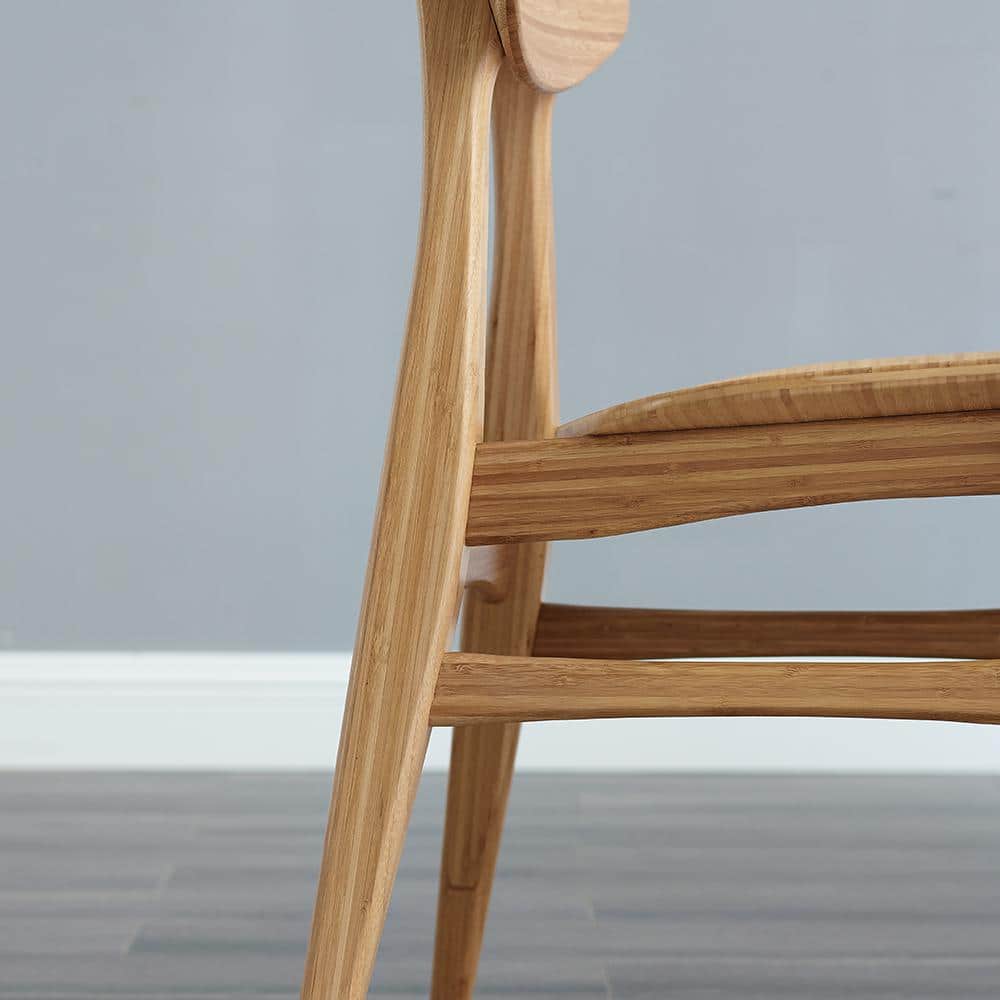 Low Brown Leather Upholstered Wood Side Chair