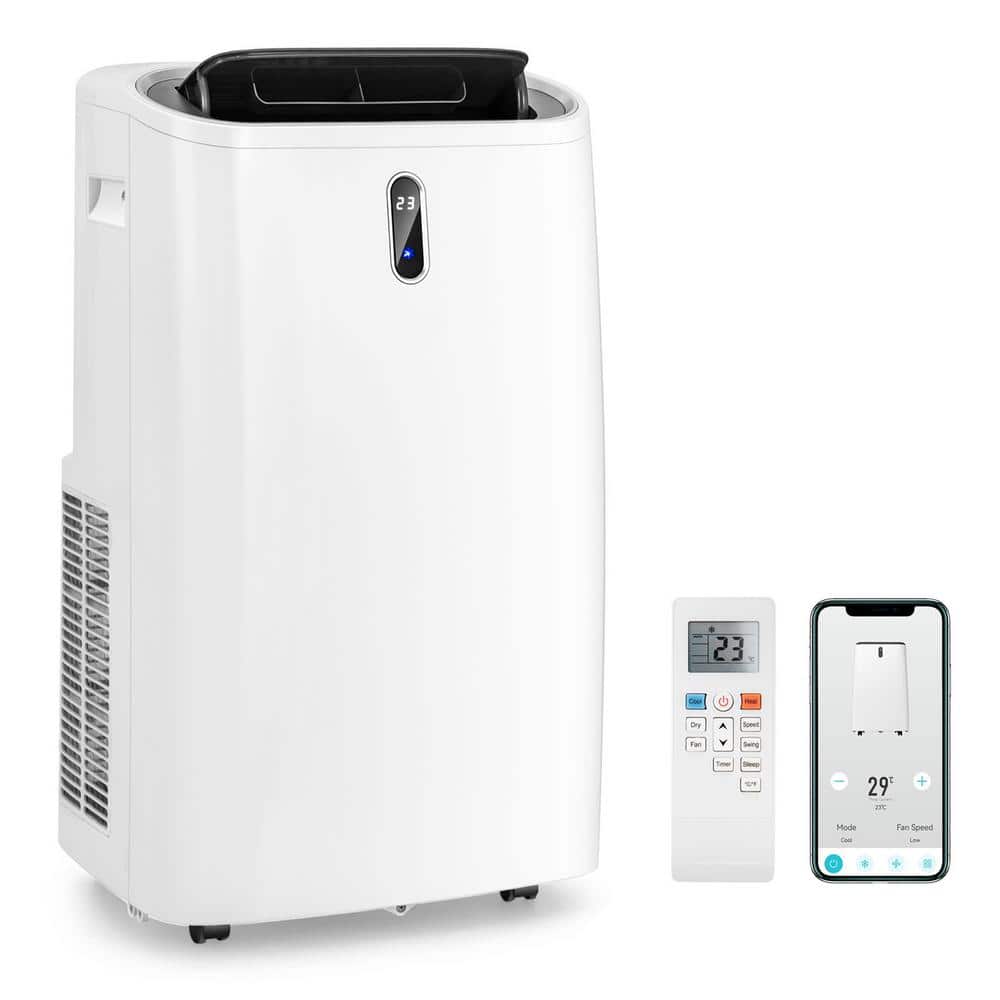 Gymax 8,700 BTU Portable Air Conditioner Cools 700 Sq. Ft. with Wi-Fi, Remote and App Control in White -  GYM09634