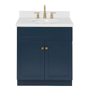 Hamlet 31 in. W x 22 in. D x 36 in. H Bath Vanity in Midnight Blue with White Pure White Quartz Top