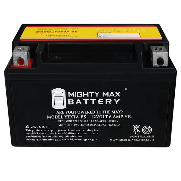 MIGHTY MAX BATTERY YTX7A-BS Replacement for YAMAHA YJ125T Vino 125 125CC  04-'09 MAX3421153 - The Home Depot