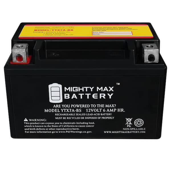 MIGHTY MAX BATTERY YTX7A BS Battery Replacement for KinRoad JCL