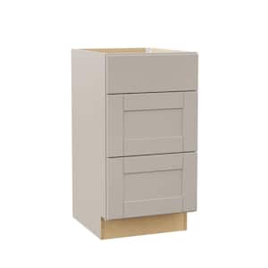 Shaker 18 in. W x 21 in. D x 34.5 in. H Dove Gray Assembled Bath 3-Drawer Base Cabinet