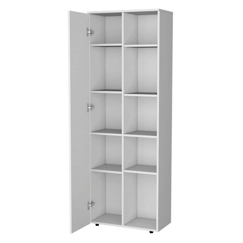 11.80 in. W x 23.60 in. D x 66.90 in. H White Wood Freestanding Linen Cabinet with Shelves in White price history on PriceWatchPro