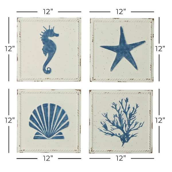 Have a question about Litton Lane Metal Cream Speckled Sea Horse Wall Decor  with Starfish, Shell, and Coral Designs (Set of 4)? - Pg 1 - The Home Depot