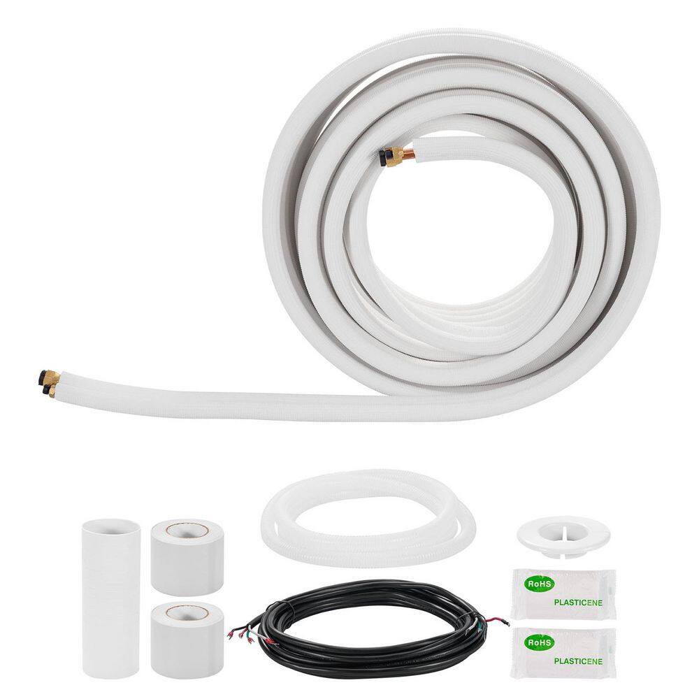 3/8in. & 5/8in. OD AC Copper Tubing Pipe, 25ft. Mini Split Line Set 3/8 White PE Thickened Insulated Coil w/ Flared Nuts price history on PriceWatchPro