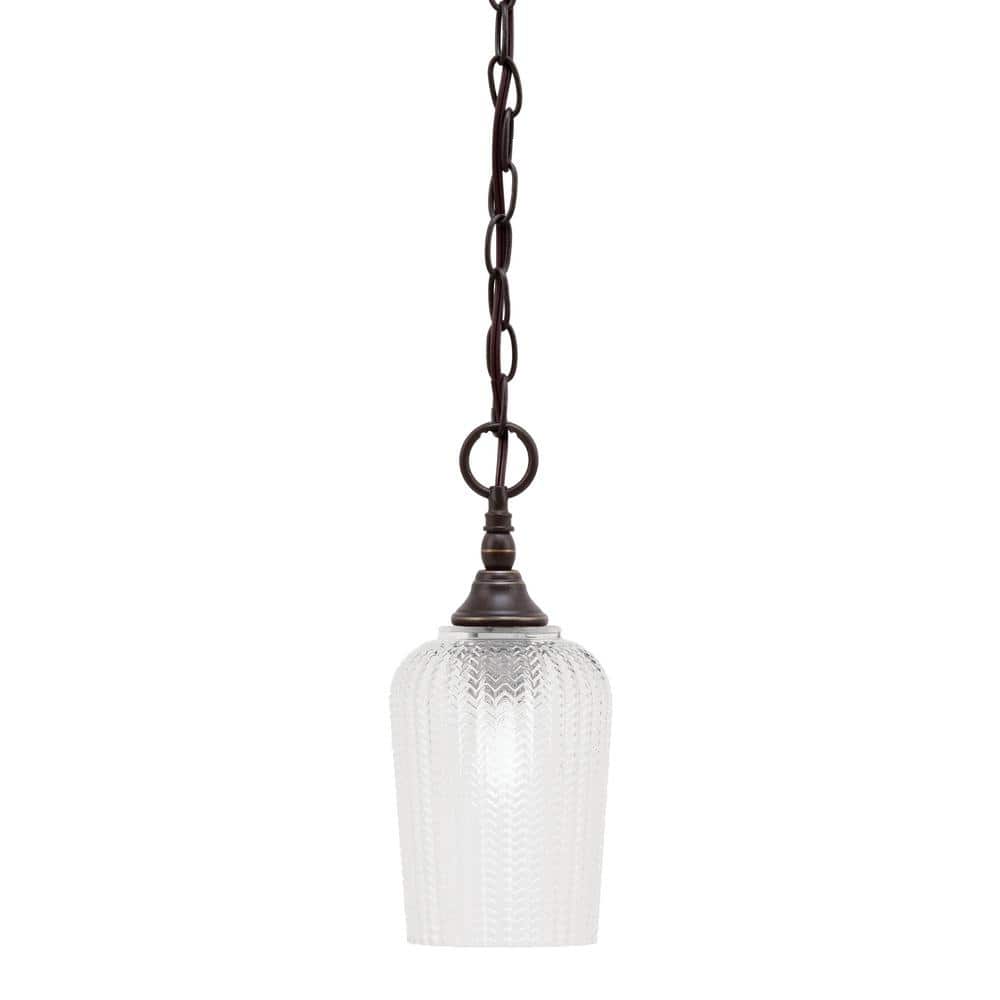 Elva 100-Watt 1_light Dark Granite Shaded Pendant Light with 5 in. Clear Te