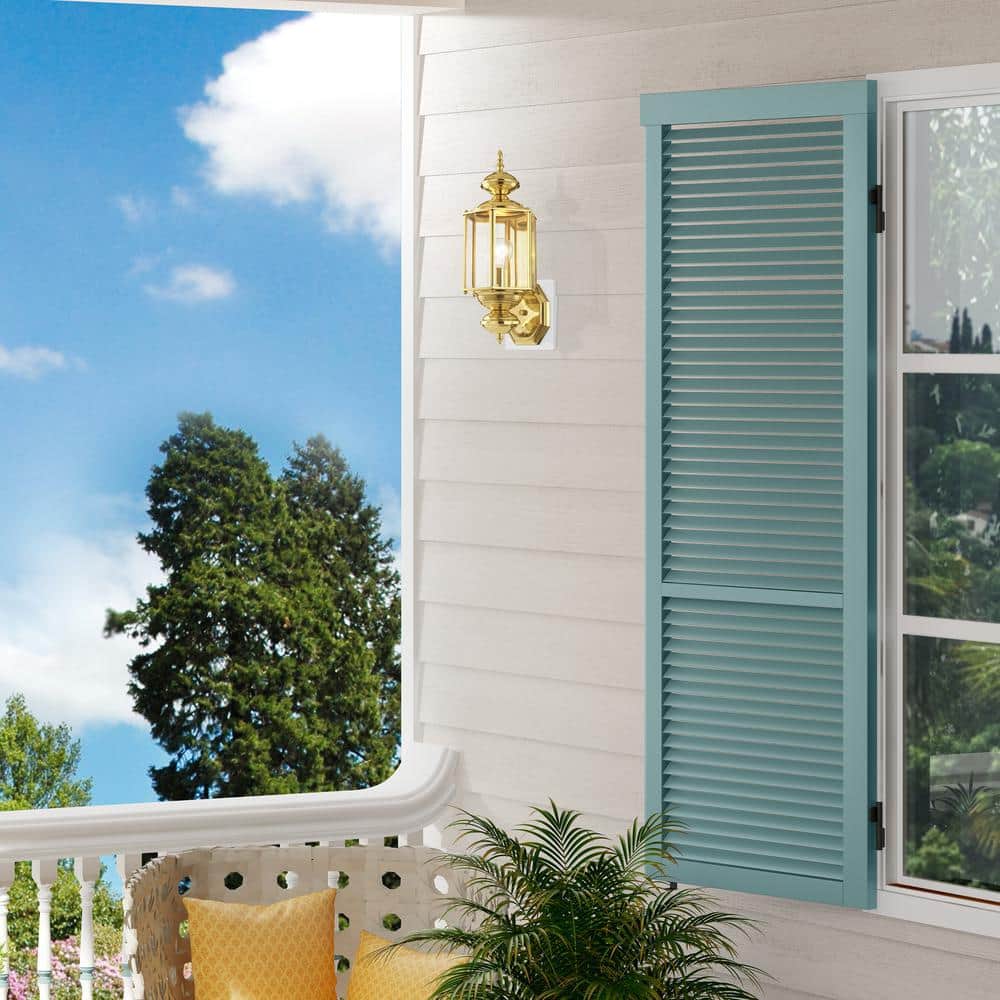 Polished Brass Outdoor Lantern Sconce with Clear Beveled Glass