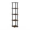 Furinno 57.7 in. Amber Pine/Black Plastic 5-shelf Corner Bookcase with Open Storage 99811APBK