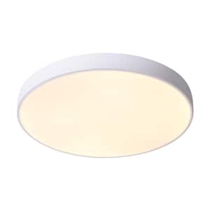 Lumin 15.8 in. W 1-Light White Integrated LED Flush Mount with Banded Edge and Ultra-thin Shaded for Bathroom Bedroom