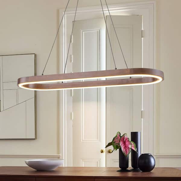 Rennnsan Kavra 39-Watt 1 Light Walnut Wood Modern Farmhouse Oval