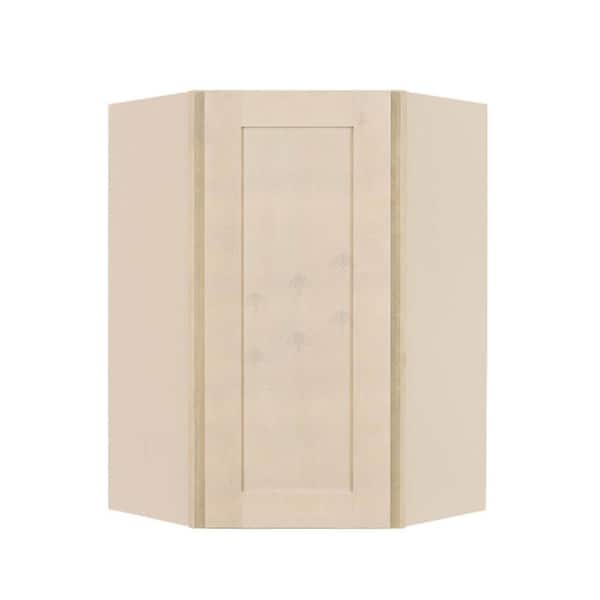 Lancaster Shaker Assembled 24x36x12 in. Wall Diagonal Corner Cabinet with 1 Door 2 Shelves in Stone Wash