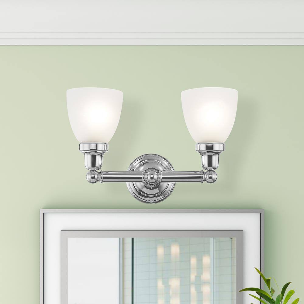 Polished Chrome 2-Light Vanity with Satin Opal Glass