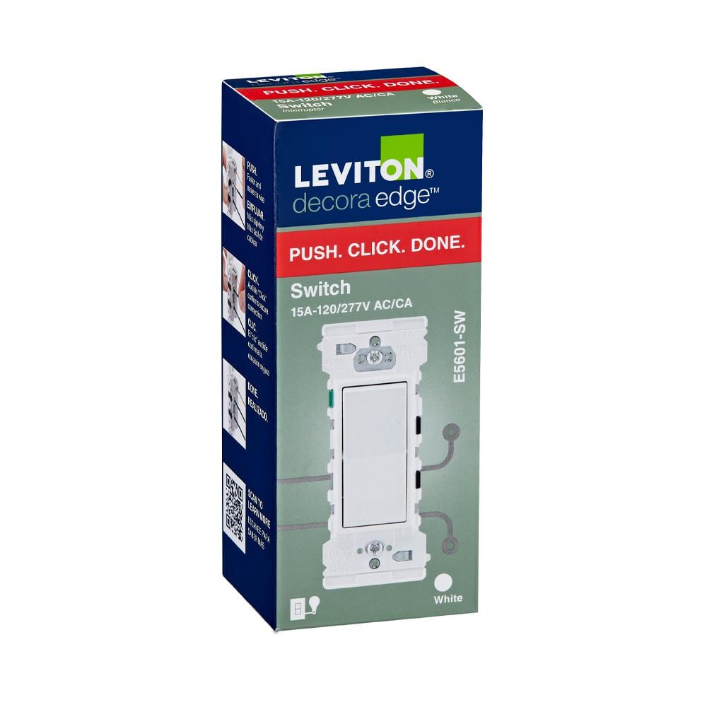 Leviton White Single Pole 15 Amp Rocker Switch