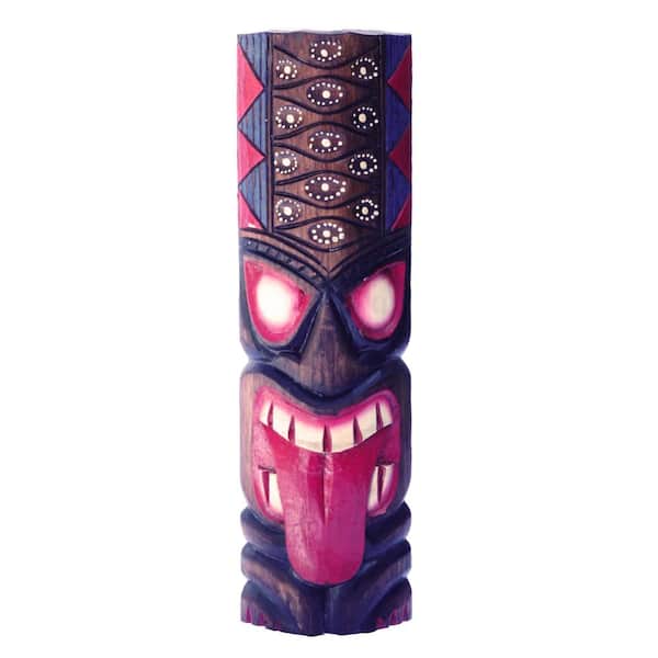 Backyard X-Scapes 20 in. Tahitian Tonge with Dot Art Tiki Mask Backyard Wood Art Decor