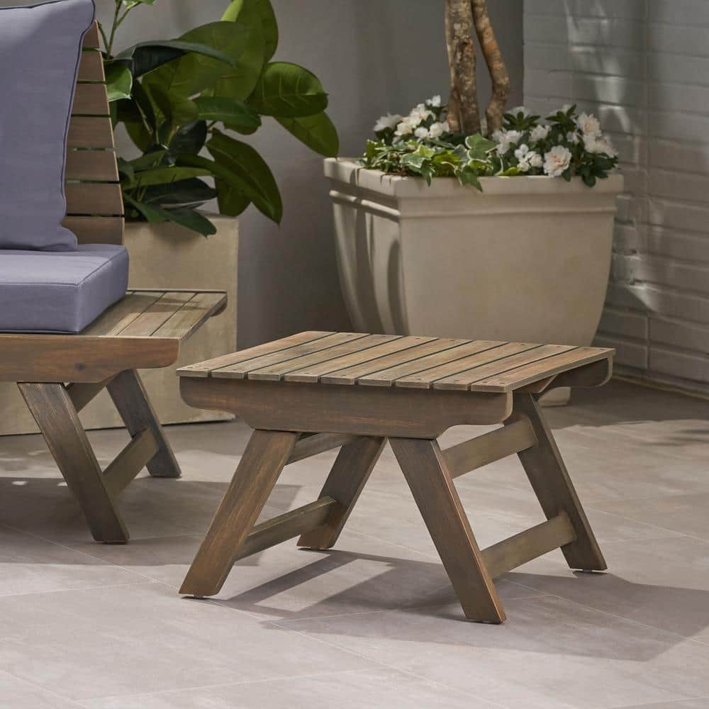 Andy 12.50 in. H Grey Square Acacia Wood Patio Outdoor Side Table price history on PriceWatchPro