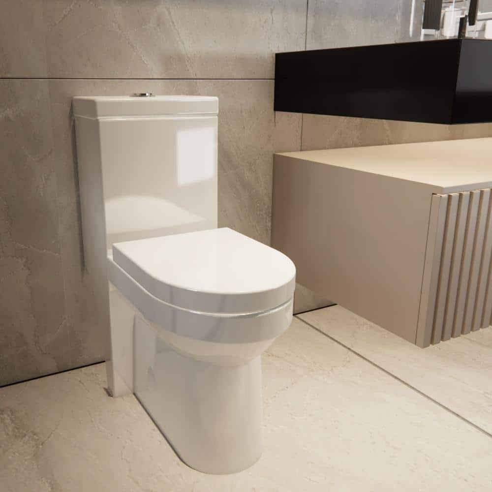 Glossy White Ceramic Dual Flush Elongated Toilet