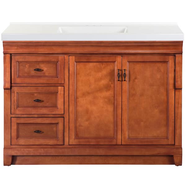 Home Decorators Collection Naples 49 in. Single Sink Warm Cinnamom Bath Vanity with White Cultured Marble Top (Assembled)