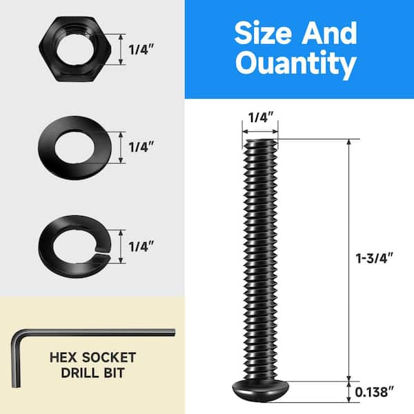 1/4 in.-20 x 1-3/4 in. Black Oxide Stainless Steel Hex Button Head Socket Cap Screw (20-Pack)