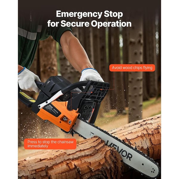 VEVOR 62 cc Gas Chainsaw, 20-in., 3.8 HP, Non-Slip Handle, Dual