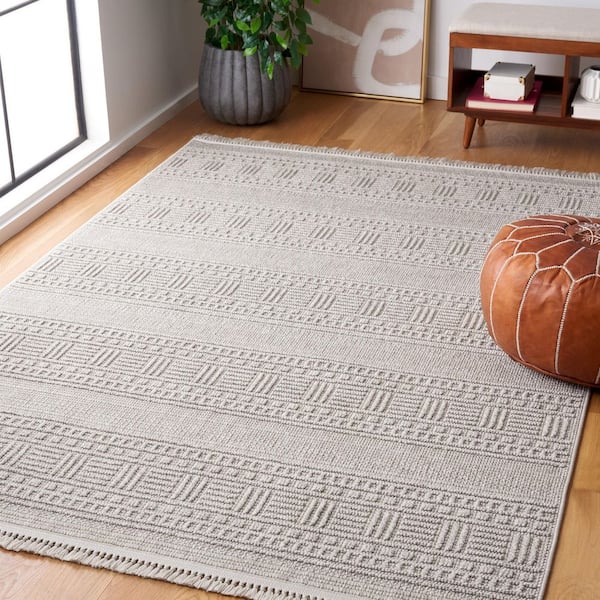 Camden 5 ft. x 8 ft. Gray Geometric High-Low Solid Color Area Rug