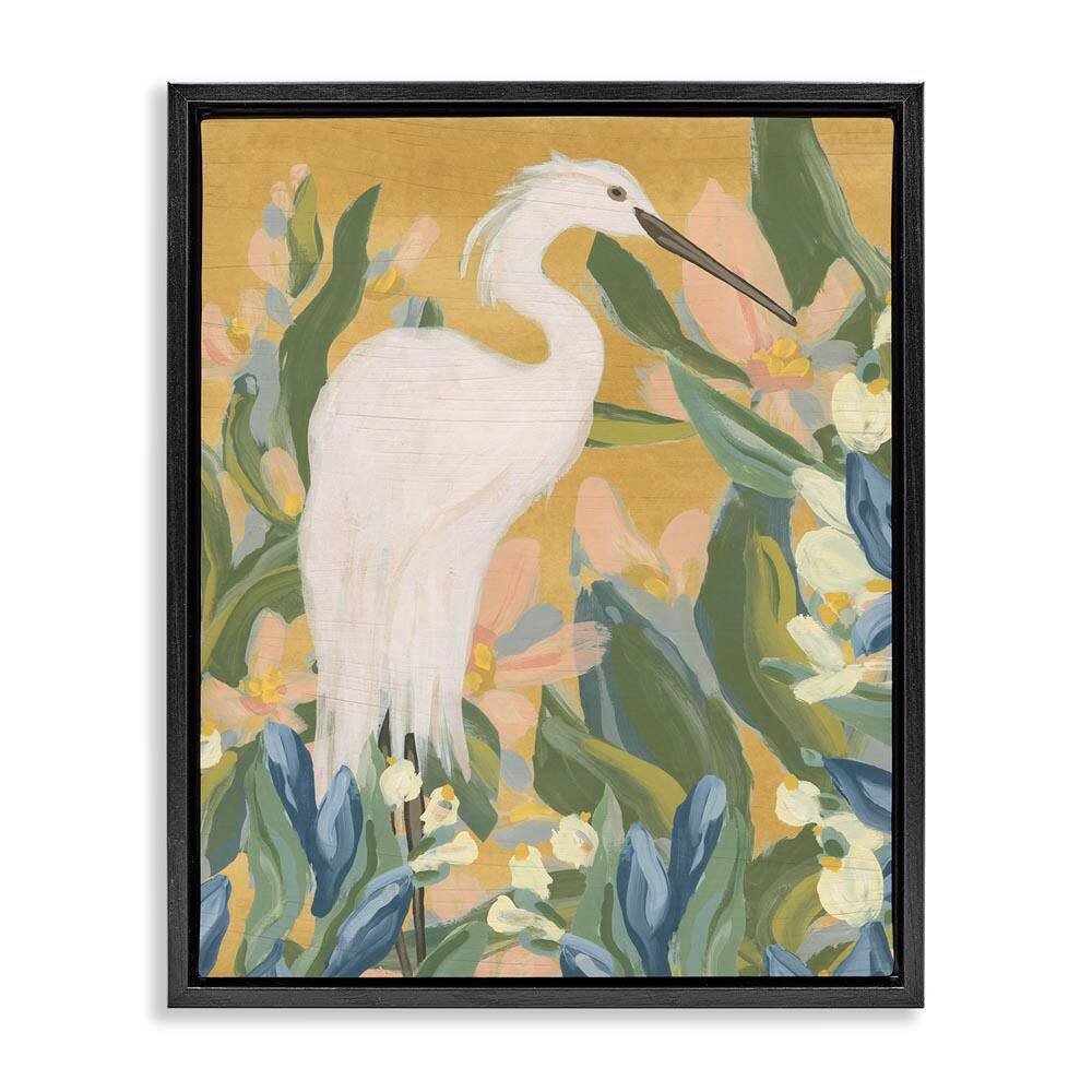 Egret & Lake Vegetation by June Erica Vess Black Floater Frame Graphic Art Print Animal 21 in. x 17 in. price history on PriceWatchPro