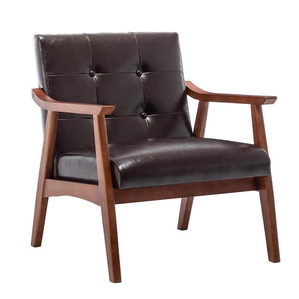 Convenience Concepts Take a Seat Natalie Espresso Faux Leather Upholstery / Espresso Wood Frame Accent Chair